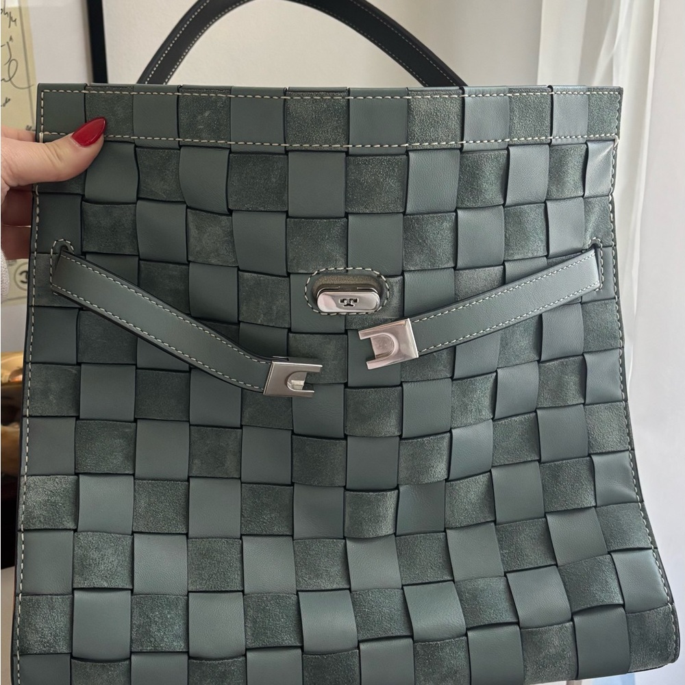 Tory Burch Green Woven Shoulder Bag